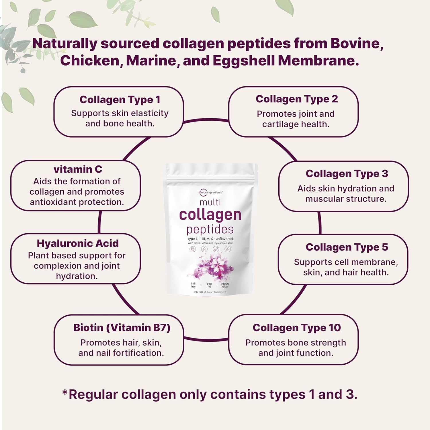 Glow Boost hydrolyzed collagen peptides nutrition panel
