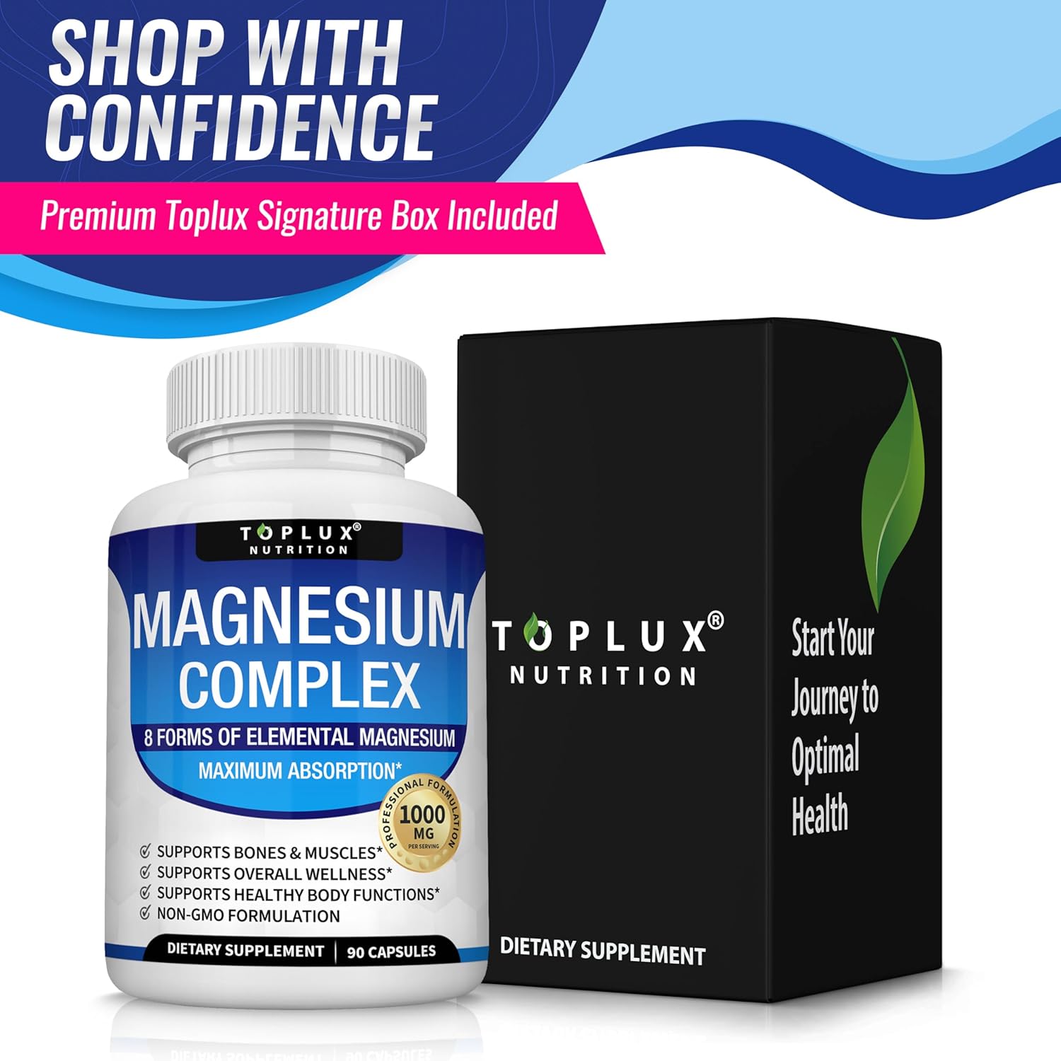 Magnesium Power Plus bottle on a bedside table for evening use